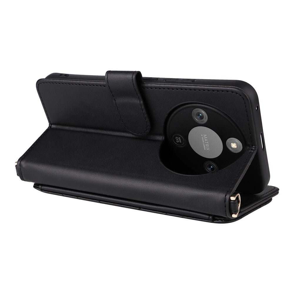 For Honor Magic8 Lite 5G / X9d 5G / X70 5G Case with Shoulder / Wrist Strap Leather Phone Cover Stand Wallet