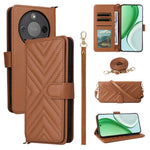 For Honor Magic8 Lite 5G / X9d 5G / X70 5G Case with Shoulder / Wrist Strap Leather Phone Cover Stand Wallet