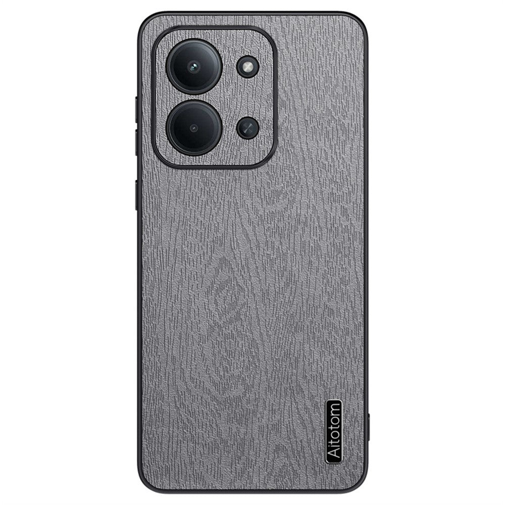 For Xiaomi Redmi 15C 4G (Global) (171mm) / Poco C85 4G (171mm) Case Wood Texture PU Leather Coated PC TPU Phone Cover