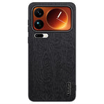 For Xiaomi 17 Pro Max Case Wood Texture PU Leather Coated PC TPU Phone Cover