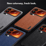 For Xiaomi 17 Pro Max Case Wood Texture PU Leather Coated PC TPU Phone Cover