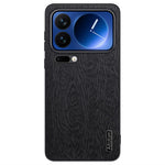For Xiaomi 17 Pro Case Wood Texture PU Leather Coated PC TPU Phone Cover
