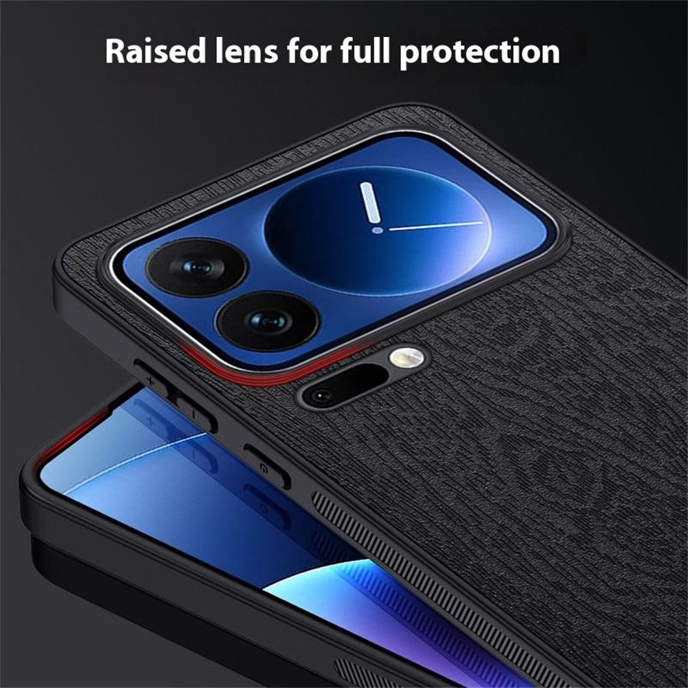 For Xiaomi 17 Pro Case Wood Texture PU Leather Coated PC TPU Phone Cover