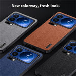 For Xiaomi 17 Pro Case Wood Texture PU Leather Coated PC TPU Phone Cover