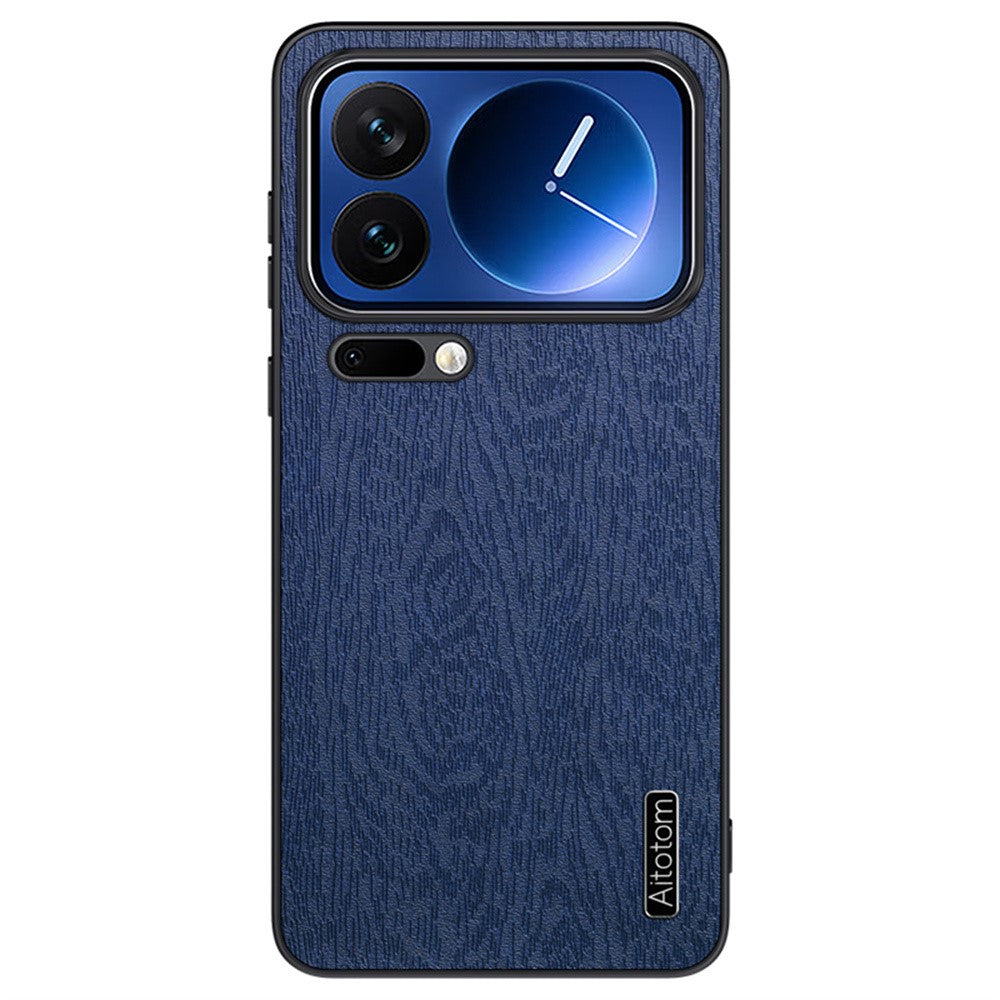 For Xiaomi 17 Pro Case Wood Texture PU Leather Coated PC TPU Phone Cover