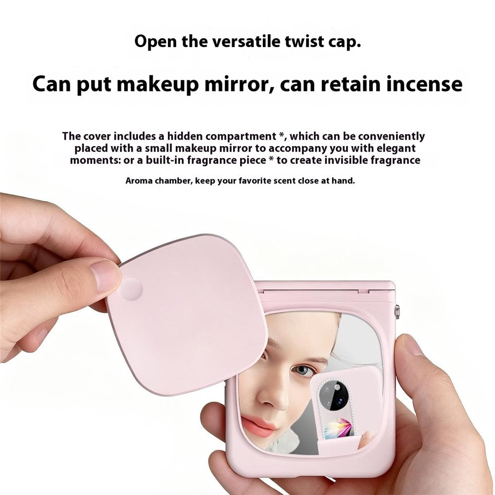 For Huawei Pocket 2 Case Makeup Mirror Hard PC Flip Phone Cover with Tempered Glass Rear Screen Film