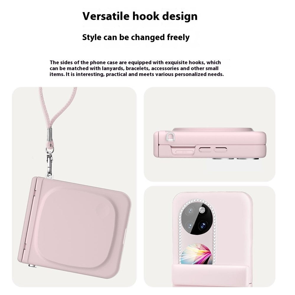 For Huawei Pocket 2 Case Makeup Mirror Hard PC Flip Phone Cover with Tempered Glass Rear Screen Film