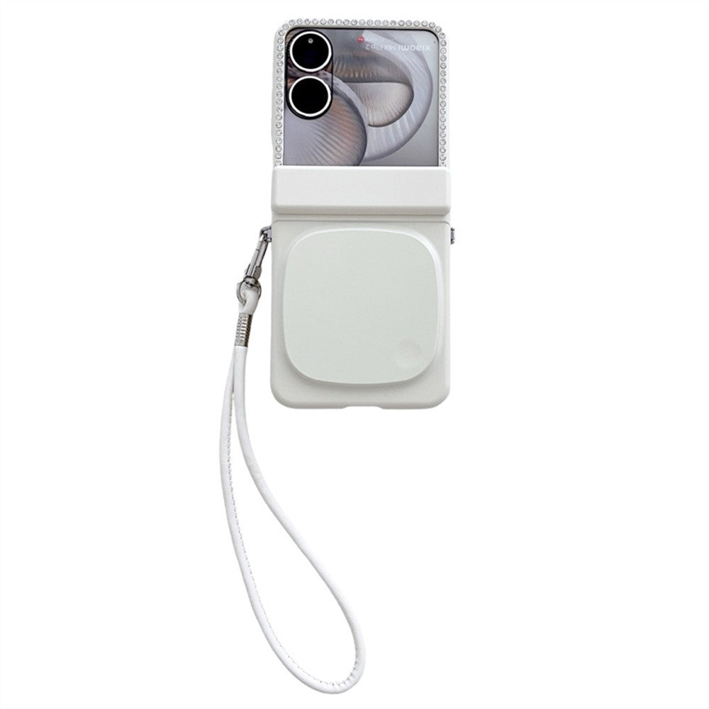 For Xiaomi Mix Flip 2 Case Makeup Mirror Hard PC Flip Phone Cover with Tempered Glass Rear Screen Film
