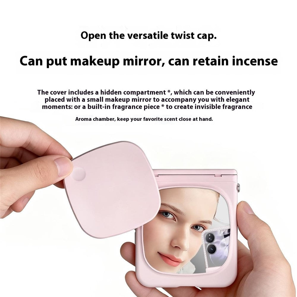 For Xiaomi Mix Flip 2 Case Makeup Mirror Hard PC Flip Phone Cover with Tempered Glass Rear Screen Film