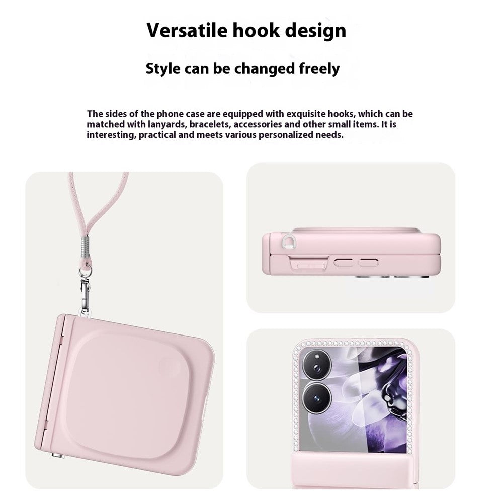 For Xiaomi Mix Flip 2 Case Makeup Mirror Hard PC Flip Phone Cover with Tempered Glass Rear Screen Film