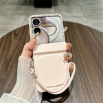 For Xiaomi Mix Flip 2 Case Makeup Mirror Hard PC Flip Phone Cover with Tempered Glass Rear Screen Film