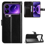For Xiaomi 17 Pro Max PU Leather Case with Strap Crazy Horse Texture Phone Wallet Cover