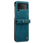 AUTSPACE A01 Series Shockproof Case for Samsung Galaxy Z Flip4 5G PU Leather + PC Vintage Matte Protective Case with Strap