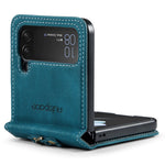 AUTSPACE A01 Series Shockproof Case for Samsung Galaxy Z Flip4 5G PU Leather + PC Vintage Matte Protective Case with Strap