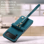 AUTSPACE A01 Series Shockproof Case for Samsung Galaxy Z Flip4 5G PU Leather + PC Vintage Matte Protective Case with Strap