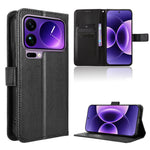 For Xiaomi 17 Pro Leather Wallet Case with Strap Diamond Texture Phone Cover