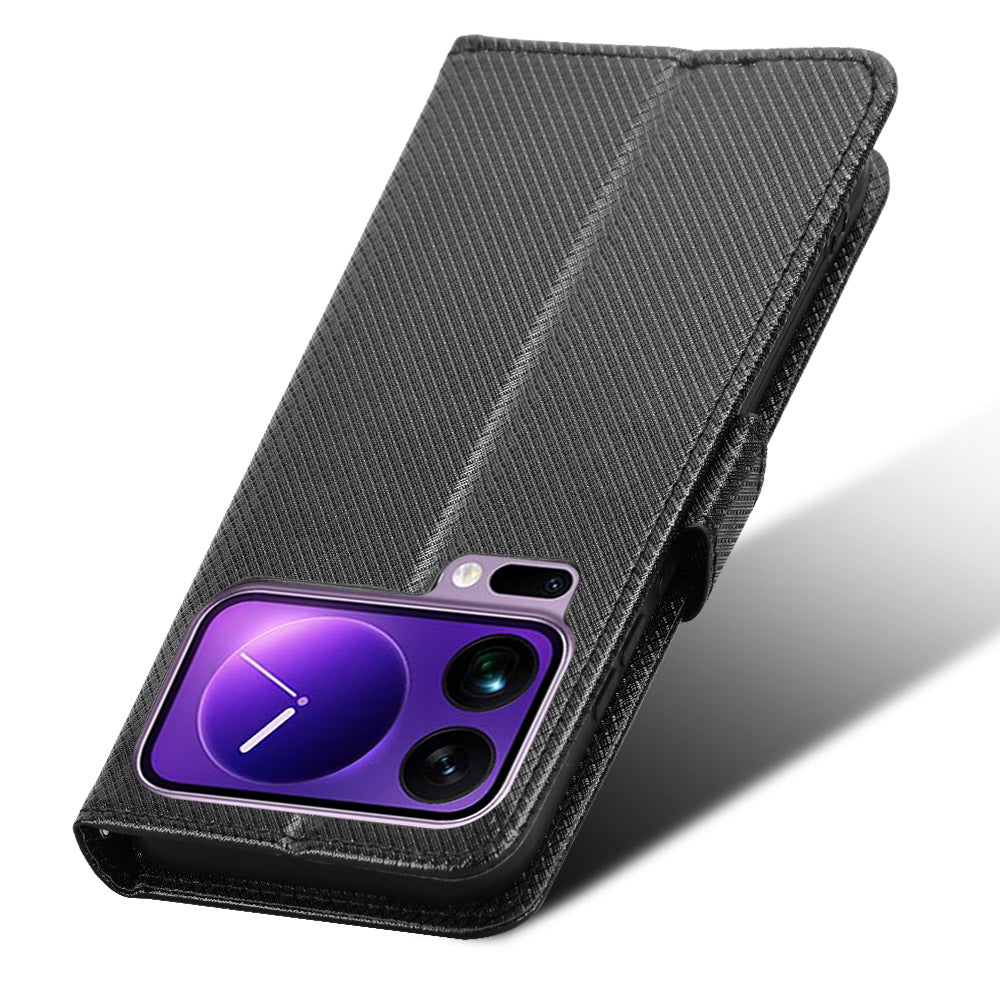 For Xiaomi 17 Pro Leather Wallet Case with Strap Diamond Texture Phone Cover