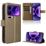 For Xiaomi 17 Pro Max Leather Wallet Case with Strap Diamond Texture Phone Cover
