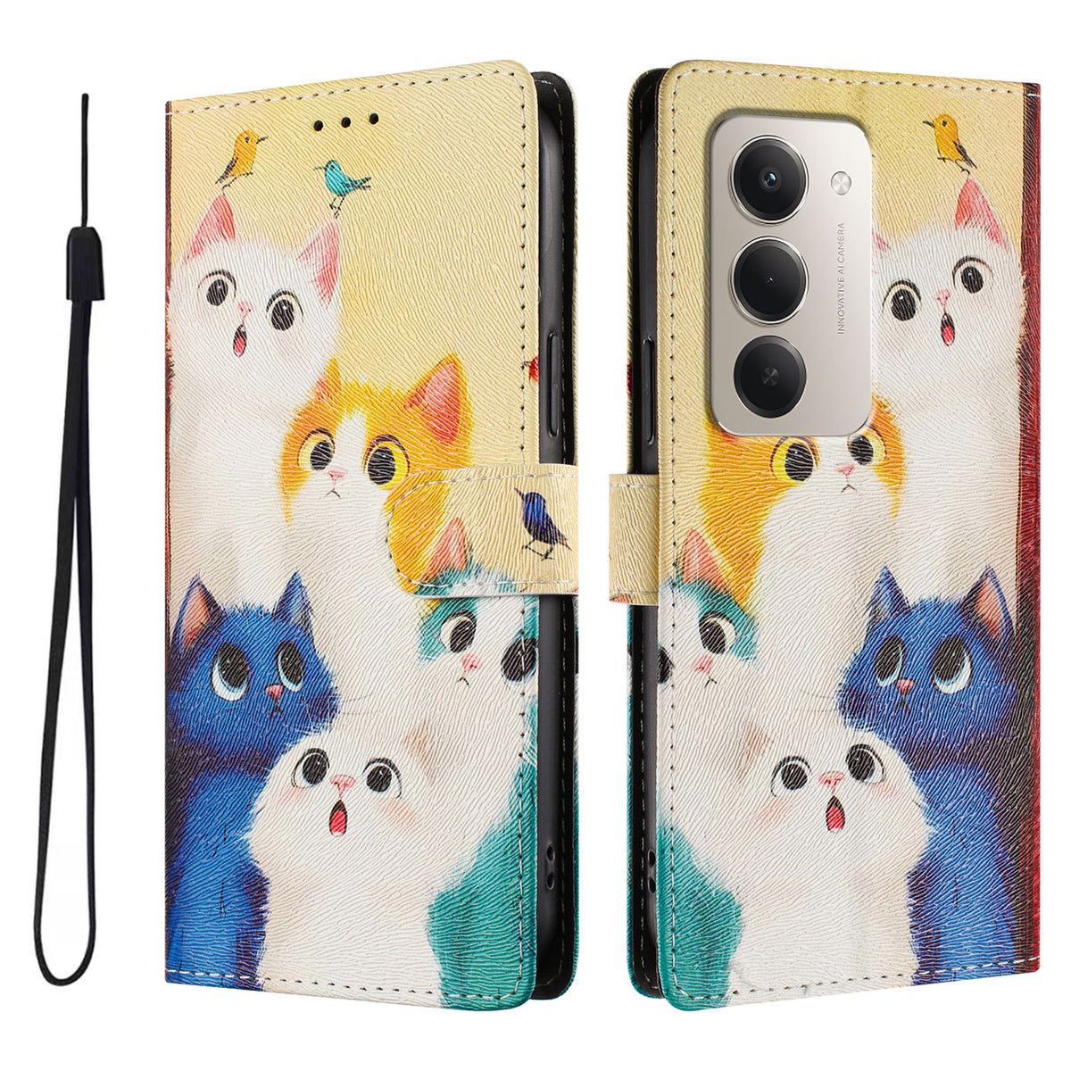 For Xiaomi Redmi 15 4G (EU) (171mm) / Xiaomi Redmi 15 5G (EU) (171mm) Case Pattern Print PU Leather Wallet Phone Cover with Wrist Strap