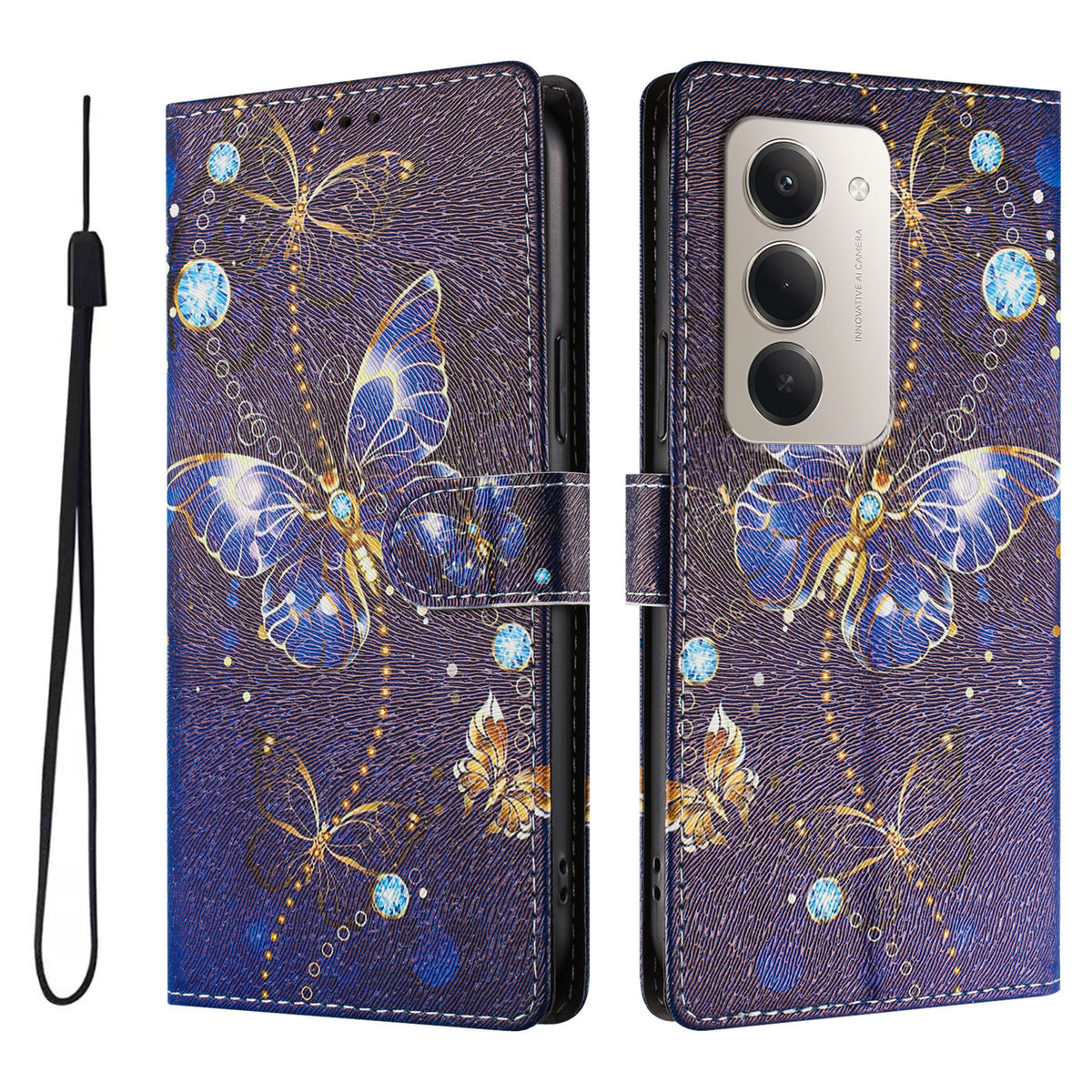 For Xiaomi Redmi 15 4G (EU) (171mm) / Xiaomi Redmi 15 5G (EU) (171mm) Case Pattern Print PU Leather Wallet Phone Cover with Wrist Strap