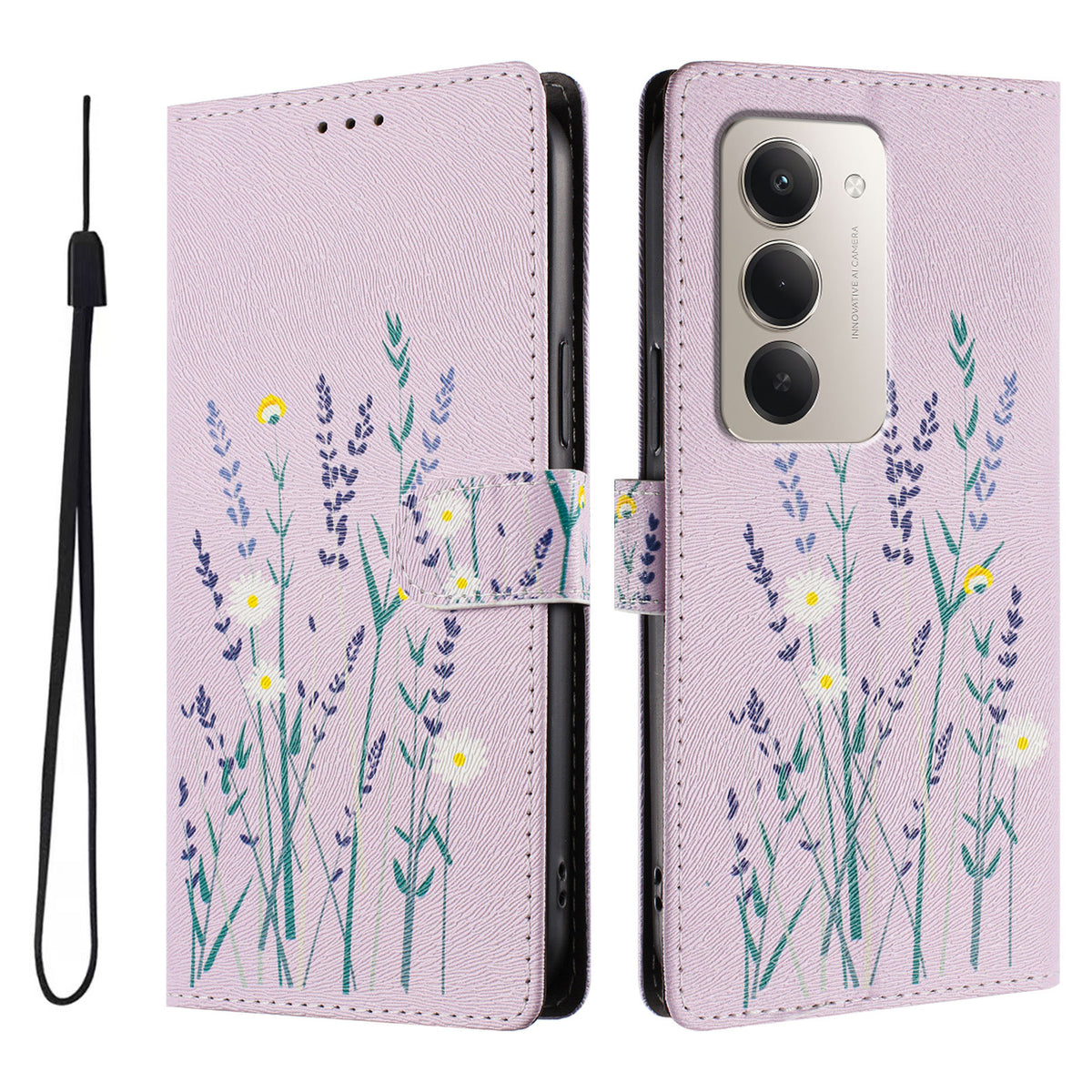 For Xiaomi Redmi 15 4G (EU) (171mm) / Xiaomi Redmi 15 5G (EU) (171mm) Case Pattern Print PU Leather Wallet Phone Cover with Wrist Strap