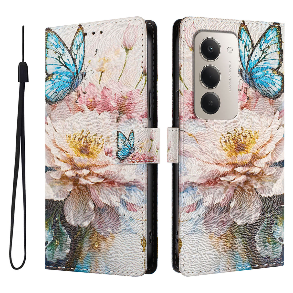 For Xiaomi Redmi 15 4G (EU) (171mm) / Xiaomi Redmi 15 5G (EU) (171mm) Case Pattern Print PU Leather Wallet Phone Cover with Wrist Strap