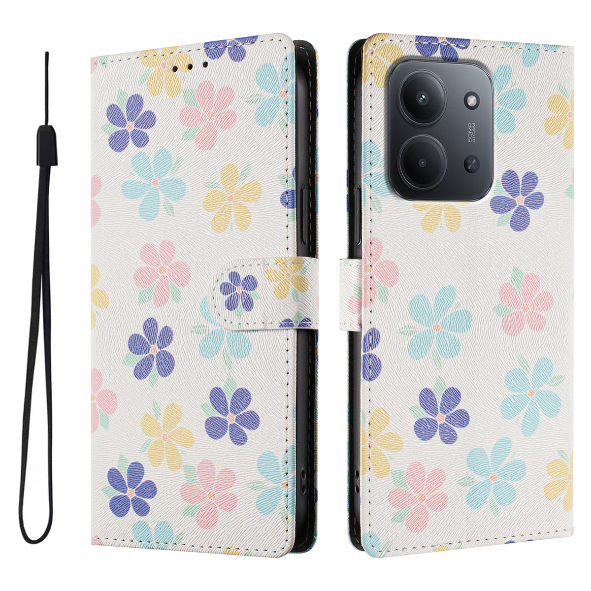 Xiaomi Redmi 15C 5G (EU) (173mm) / Xiaomi Redmi 15C 4G (EU) (173mm) fodral Mönstertryck PU-läder Plånboksfodral med handledsrem