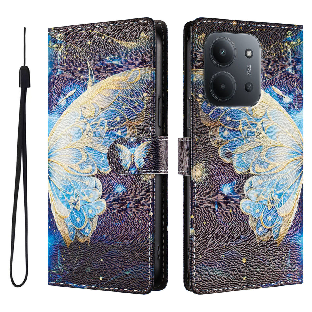 Xiaomi Redmi 15C 5G (EU) (173mm) / Xiaomi Redmi 15C 4G (EU) (173mm) fodral Mönstertryck PU-läder Plånboksfodral med handledsrem