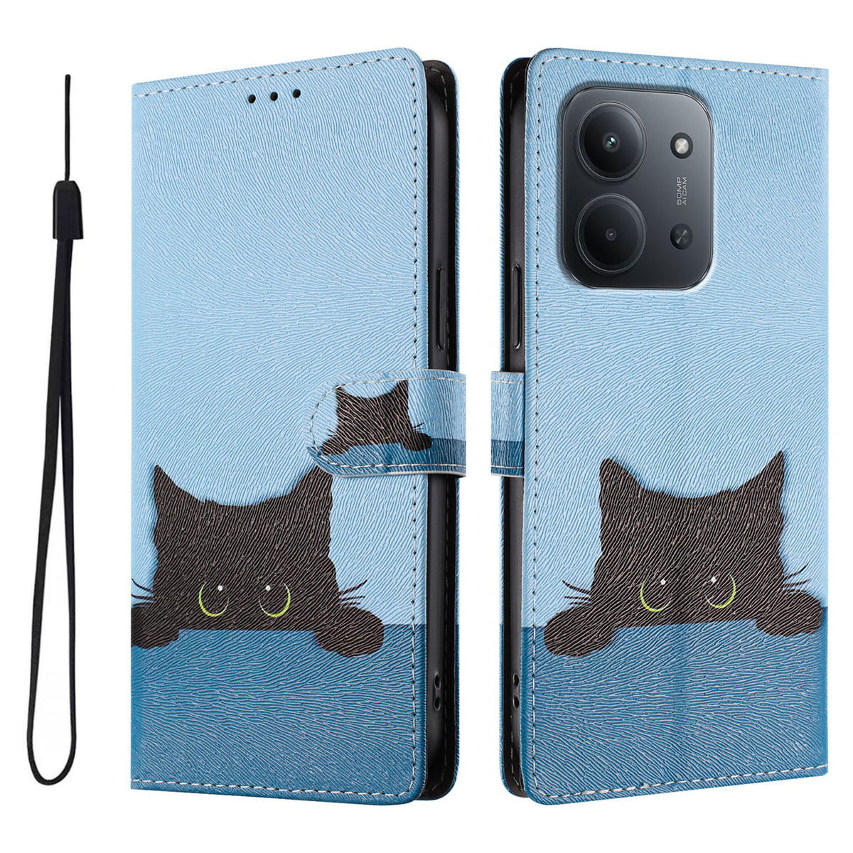 Xiaomi Redmi 15C 5G (EU) (173mm) / Xiaomi Redmi 15C 4G (EU) (173mm) fodral Mönstertryck PU-läder Plånboksfodral med handledsrem