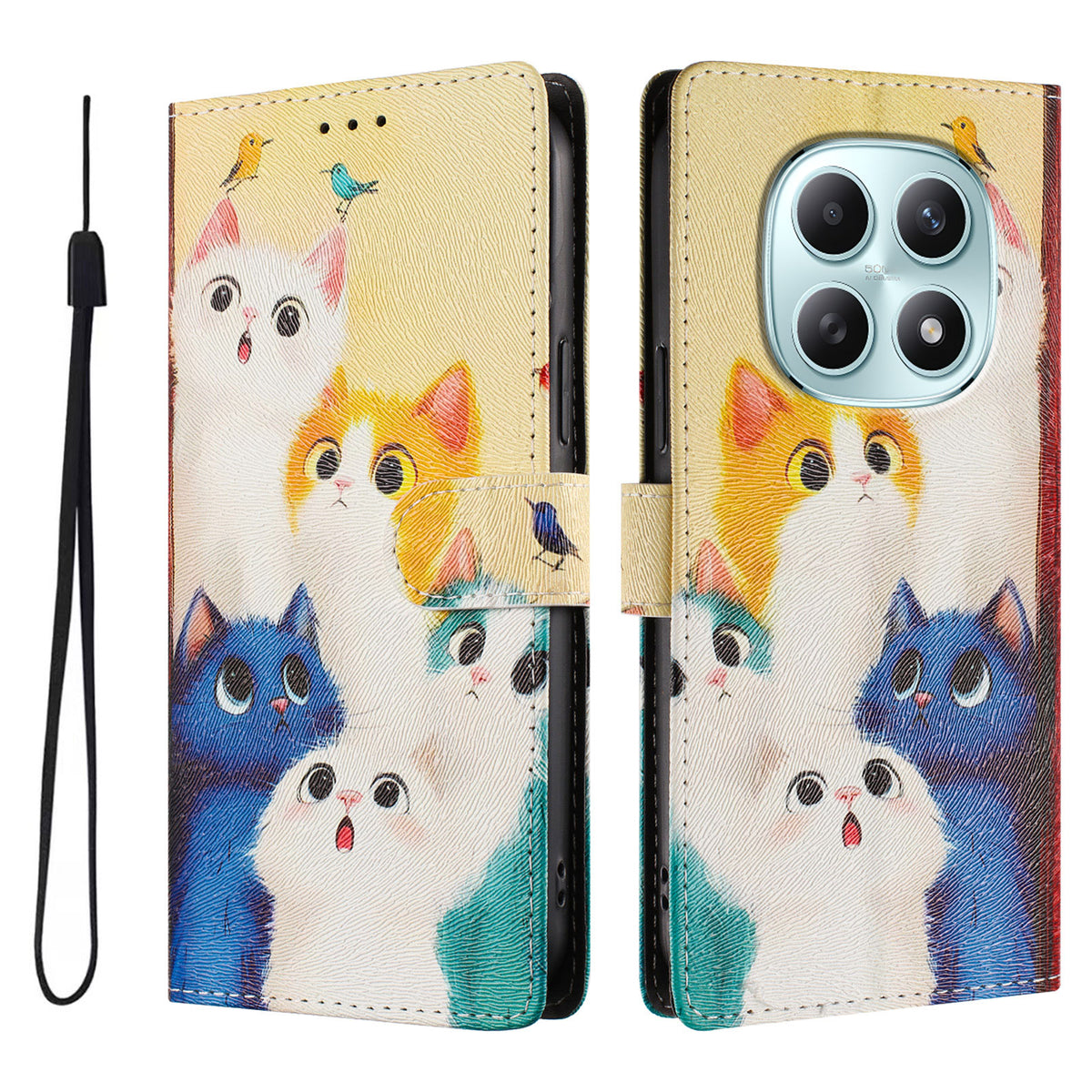 For Xiaomi Poco M8 5G / Redmi Note 15 5G (Global) / 15 4G (Global) Case Pattern Print PU Leather Wallet Phone Cover with Wrist Strap