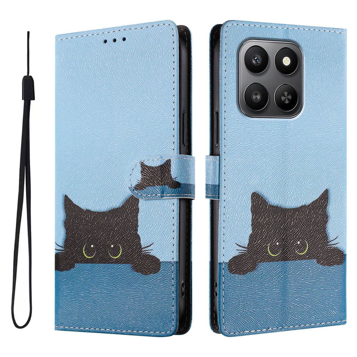 Honor X7d 4G / Honor 400 Smart 4G / Honor X7d 5G / Honor 400 Smart 5G Cover med mønsterprint, PU-læderpung og håndledsrem