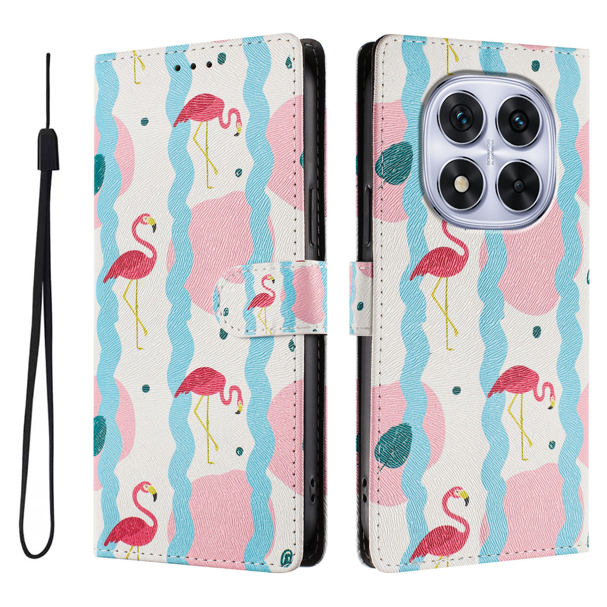 For Xiaomi Redmi Note 14 Pro+ 5G / Xiaomi Poco X7 5G / Xiaomi Redmi Note 14 Pro 5G Case Pattern Print PU Leather Wallet Phone Cover with Wrist Strap