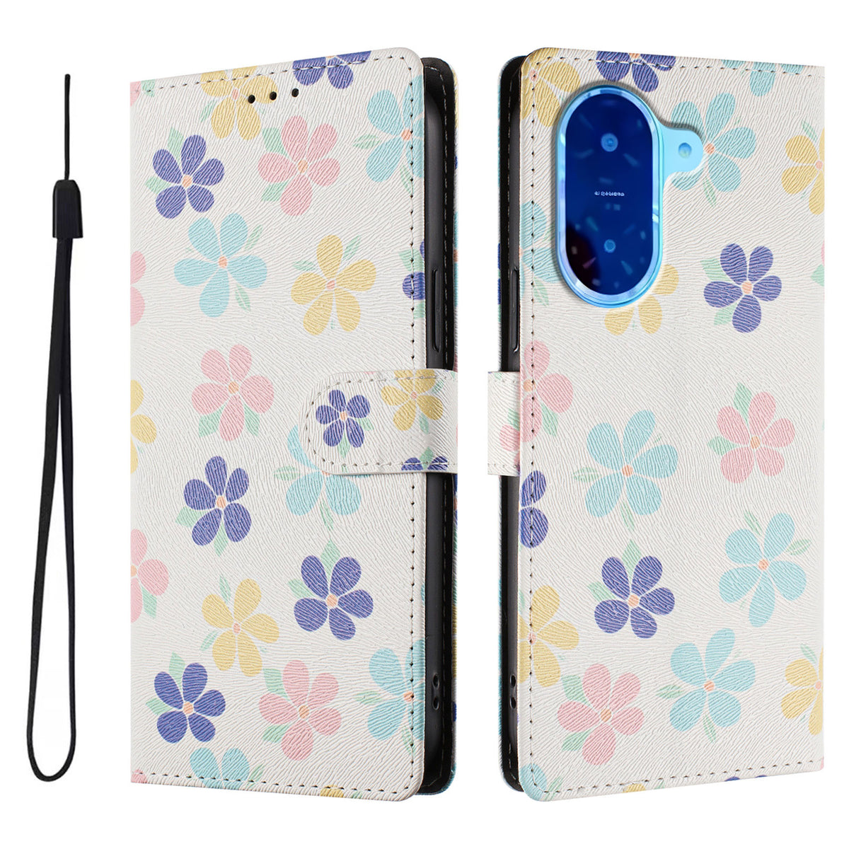 For Xiaomi Redmi A5 NFC (EU) (173.45mm) Case Pattern Print PU Leather Wallet Phone Cover with Wrist Strap
