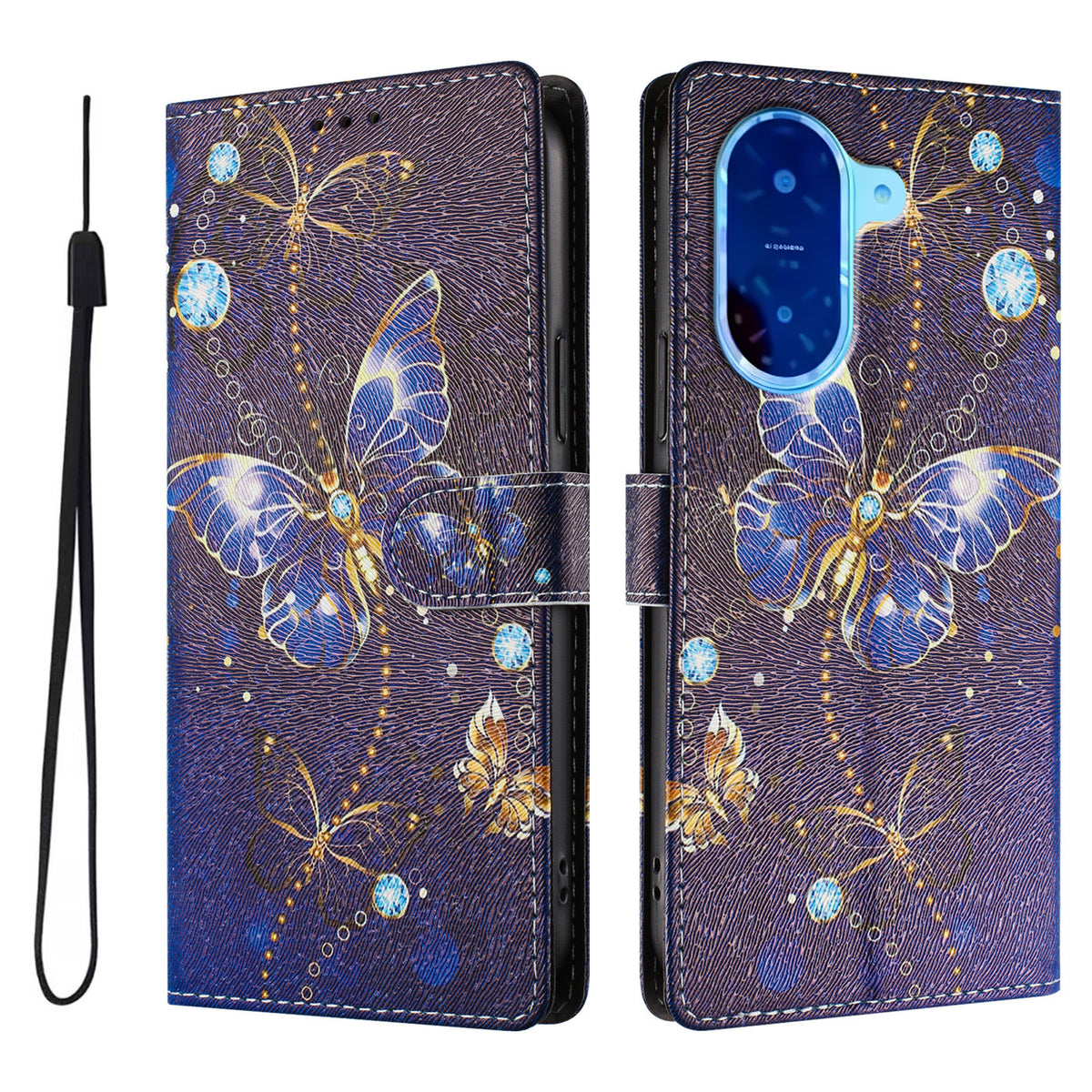 For Xiaomi Redmi A5 NFC (EU) (173.45mm) Case Pattern Print PU Leather Wallet Phone Cover with Wrist Strap