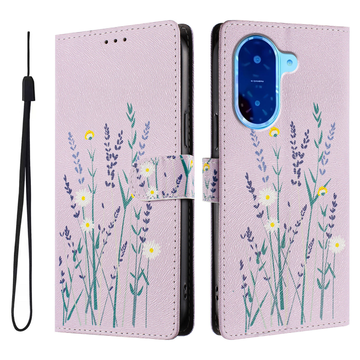 For Xiaomi Redmi A5 NFC (EU) (173.45mm) Case Pattern Print PU Leather Wallet Phone Cover with Wrist Strap