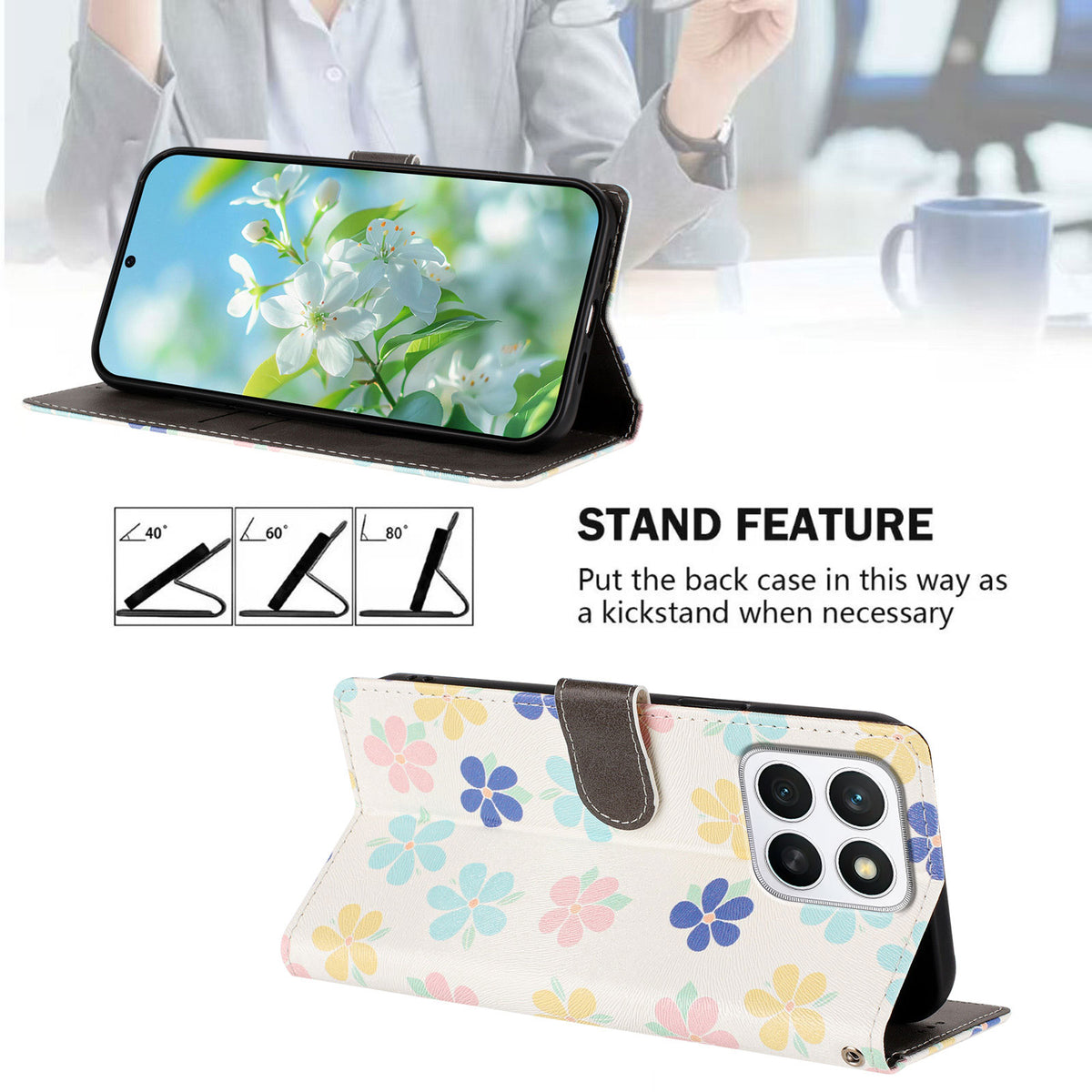 For Honor X8c 4G Etui, Mønstertryk PU Læder Wallet Telefoncover med Håndledsrem