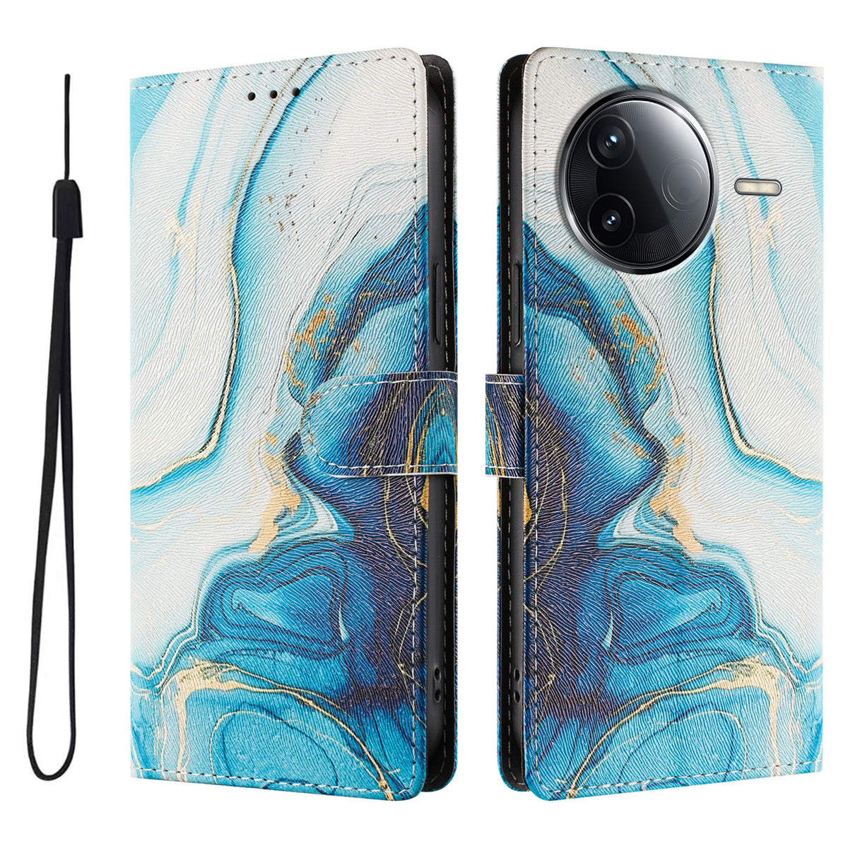Etui til Xiaomi Poco F7 Pro 5G / Xiaomi Redmi K80 Pro 5G / Xiaomi Redmi K80 5G / Xiaomi Poco F7 Ultra 5G med mønstertryk, PU-læder og pungdesign med håndledsrem