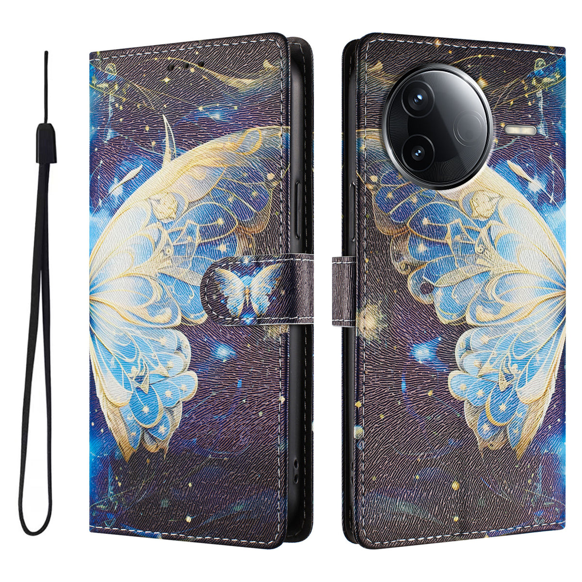 Etui til Xiaomi Poco F7 Pro 5G / Xiaomi Redmi K80 Pro 5G / Xiaomi Redmi K80 5G / Xiaomi Poco F7 Ultra 5G med mønstertryk, PU-læder og pungdesign med håndledsrem
