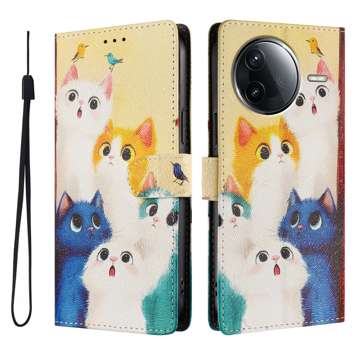 Etui til Xiaomi Poco F7 Pro 5G / Xiaomi Redmi K80 Pro 5G / Xiaomi Redmi K80 5G / Xiaomi Poco F7 Ultra 5G med mønstertryk, PU-læder og pungdesign med håndledsrem