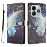 For Xiaomi Poco M7 Pro 5G / Xiaomi Redmi Note 14 5G Case Pattern Print PU Leather Wallet Phone Cover with Wrist Strap