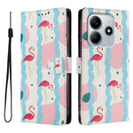 For Xiaomi Poco M7 Pro 5G / Xiaomi Redmi Note 14 5G Case Pattern Print PU Leather Wallet Phone Cover with Wrist Strap
