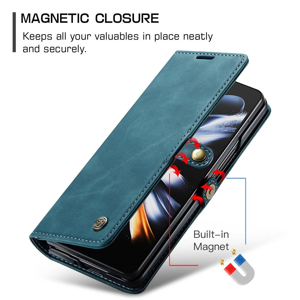 CASEME 013 Series for Samsung Galaxy Z Fold4 5G Shockproof PU Leather Wallet Case Magnetic Side Closure Stand Phone Cover