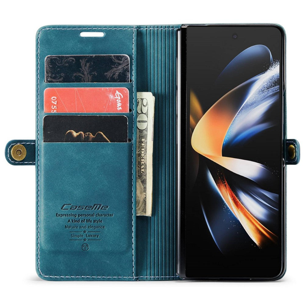 CASEME 013 Series for Samsung Galaxy Z Fold4 5G Shockproof PU Leather Wallet Case Magnetic Side Closure Stand Phone Cover