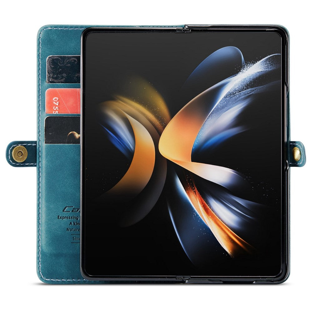 CASEME 013 Series for Samsung Galaxy Z Fold4 5G Shockproof PU Leather Wallet Case Magnetic Side Closure Stand Phone Cover