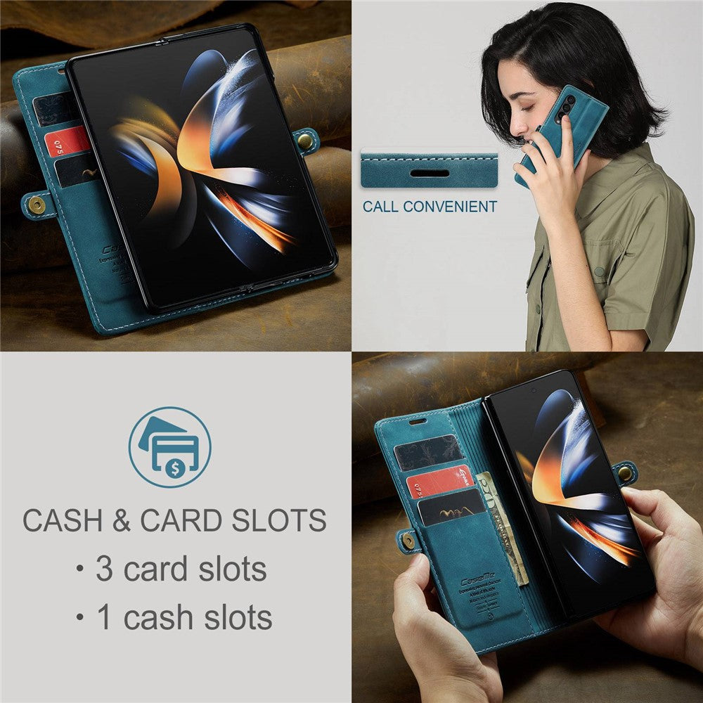 CASEME 013 Series for Samsung Galaxy Z Fold4 5G Shockproof PU Leather Wallet Case Magnetic Side Closure Stand Phone Cover