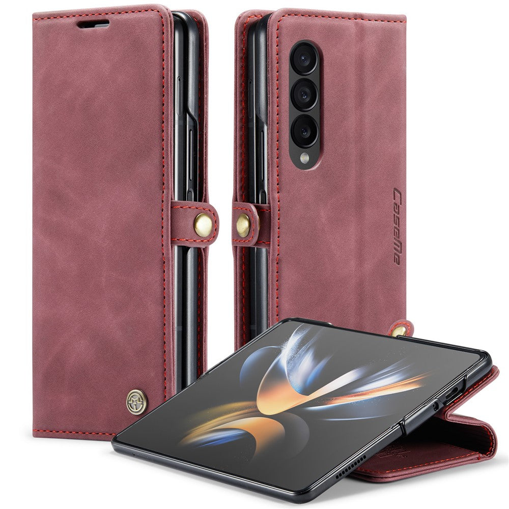 CASEME 013 Series for Samsung Galaxy Z Fold4 5G Shockproof PU Leather Wallet Case Magnetic Side Closure Stand Phone Cover