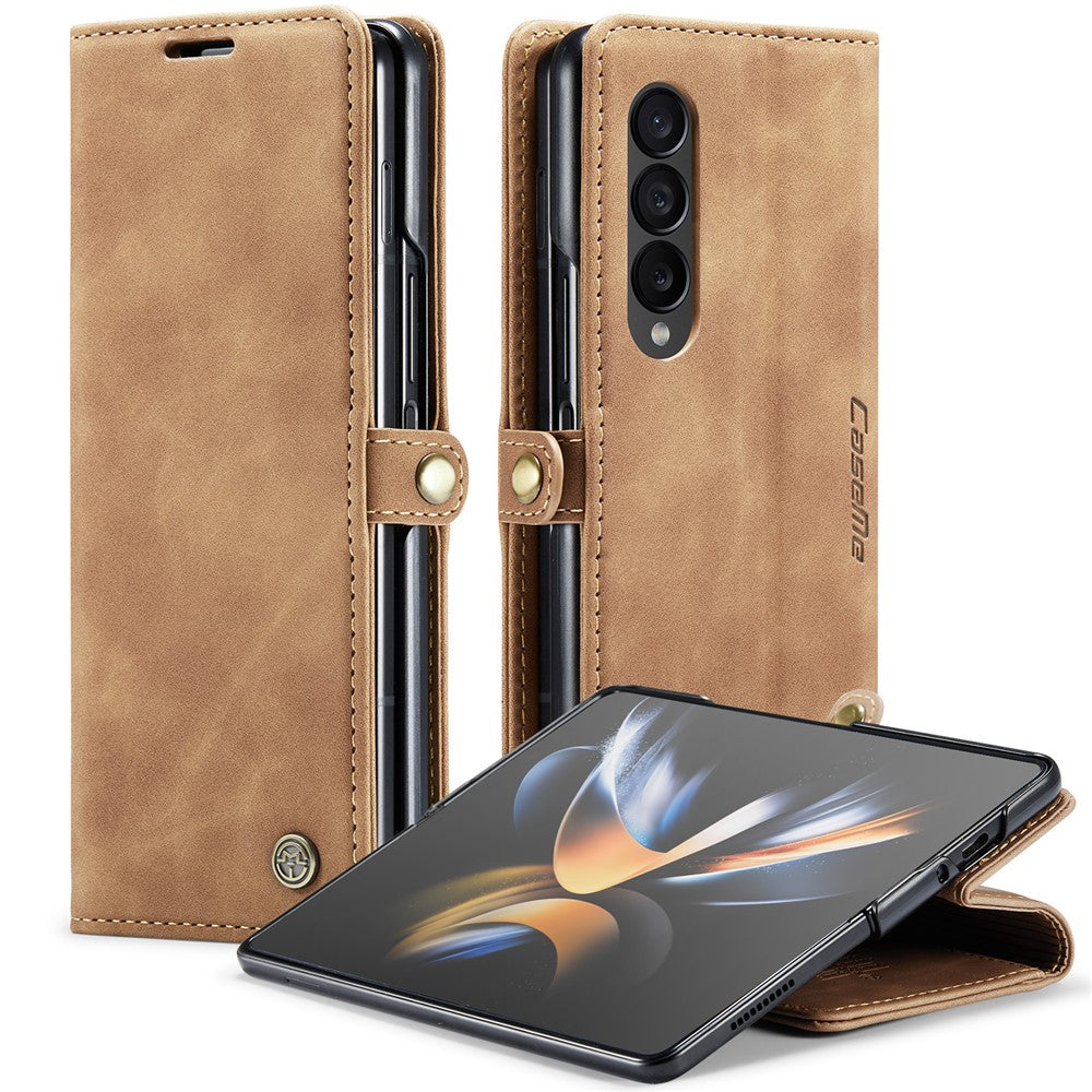 CASEME 013 Series for Samsung Galaxy Z Fold4 5G Shockproof PU Leather Wallet Case Magnetic Side Closure Stand Phone Cover