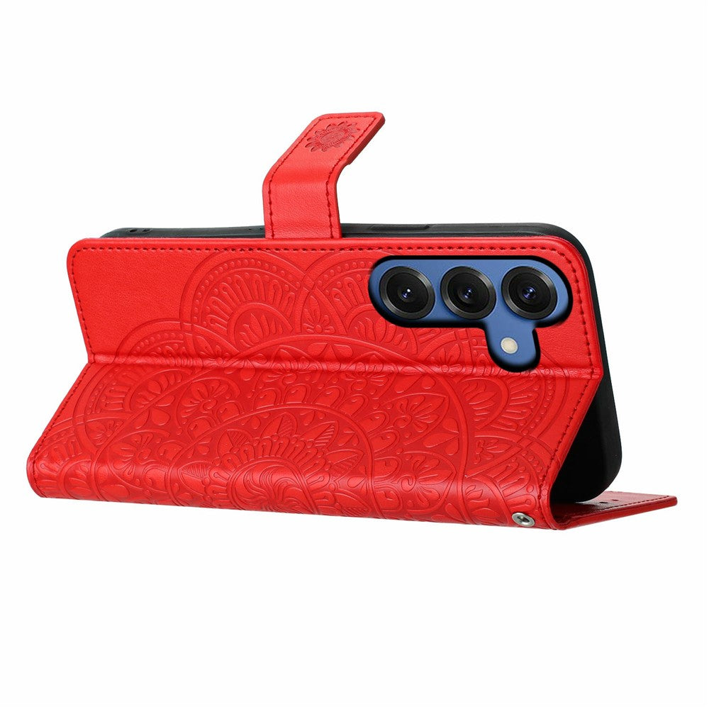 For Samsung Galaxy S26 Leather Case with Card Slots Mandala Pattern Phone Cover Stand