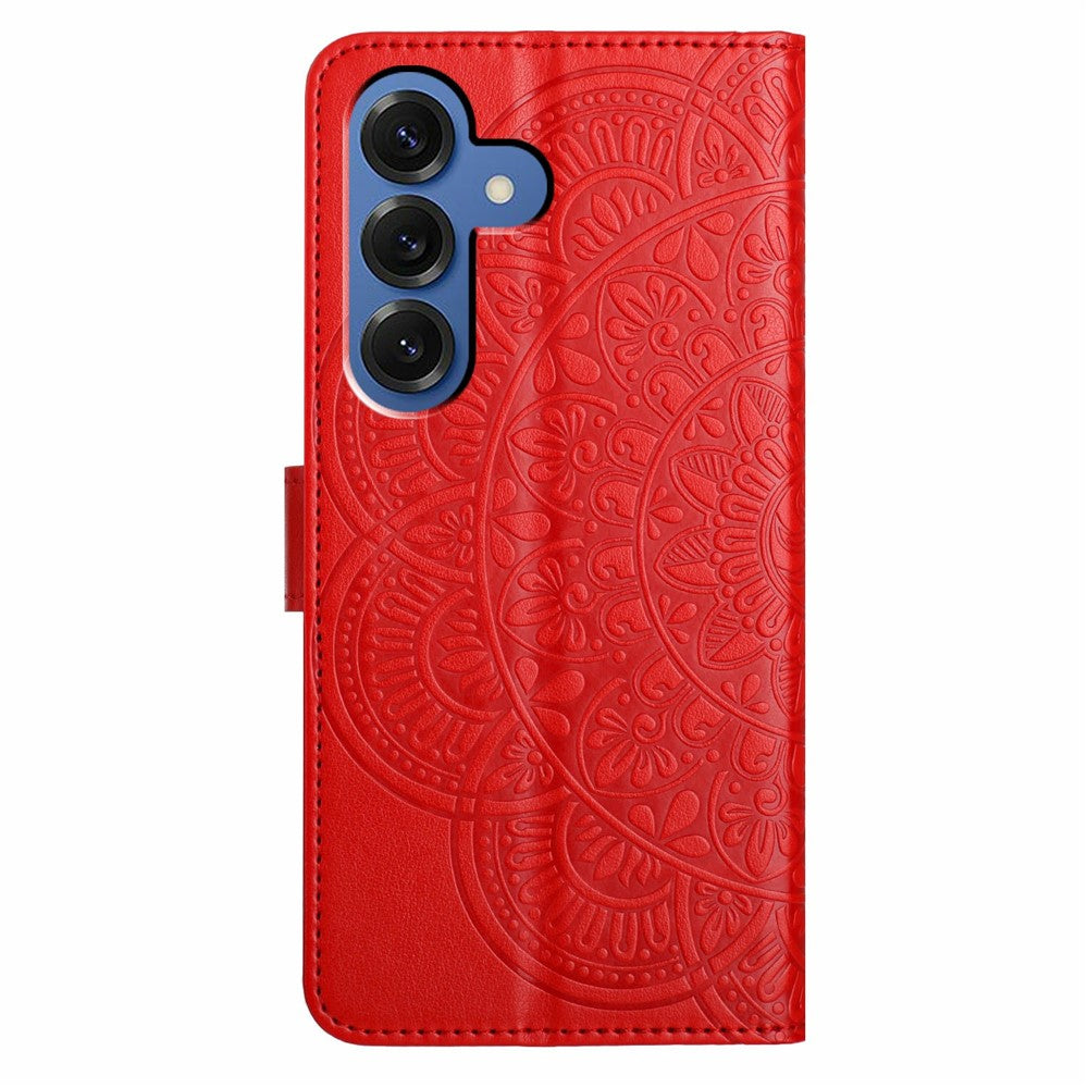For Samsung Galaxy S26 Leather Case with Card Slots Mandala Pattern Phone Cover Stand