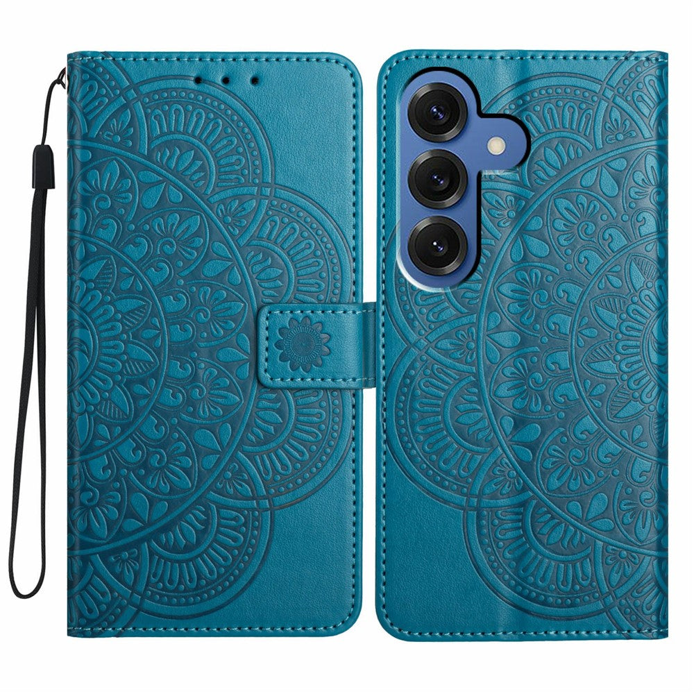 For Samsung Galaxy S26 Leather Case with Card Slots Mandala Pattern Phone Cover Stand